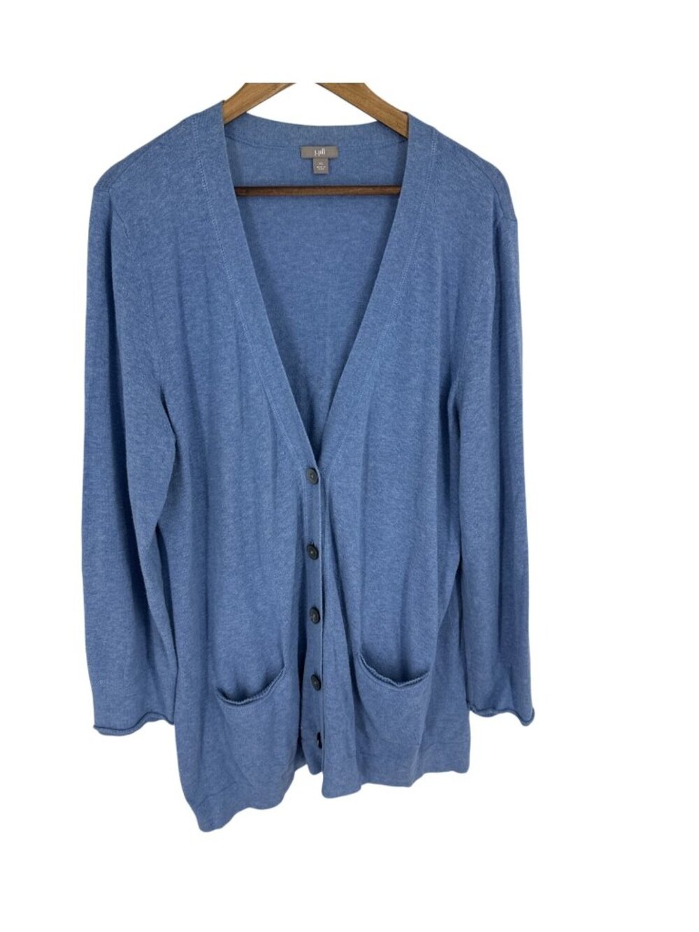 J. Jill Blue Long Sleeve Button-Front Cardigan With Pockets Women's Size XL